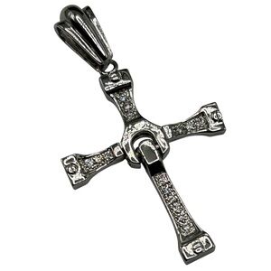 Large Sterling CZ Articulated Cross of Nails Pendant Unisex